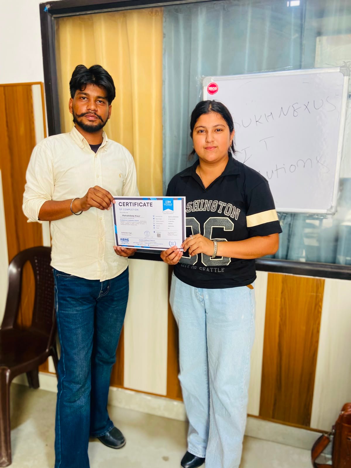 Successful Completion of Basic Computer Training Program – Certificate Award Ceremony Gagandeep Kaur